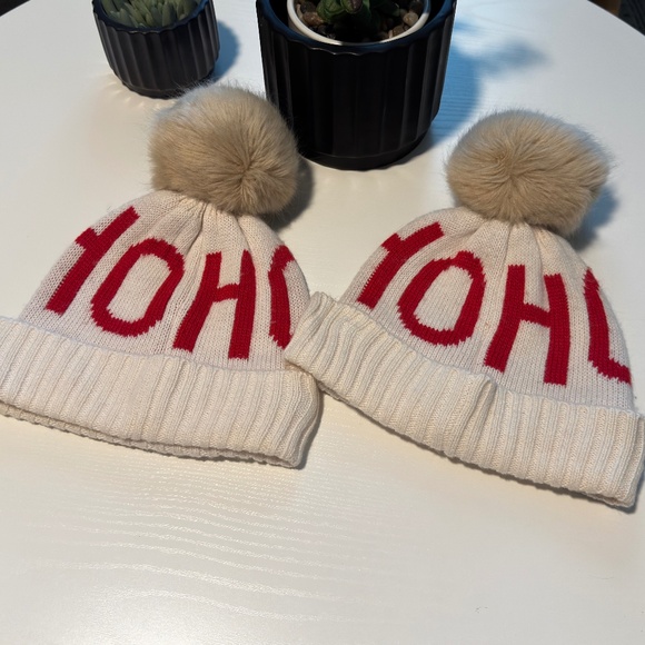 Mark and Graham "HO HO HO" Matching Beanie Ski Hats Holiday Pom Pom Beanie - Picture 1 of 9